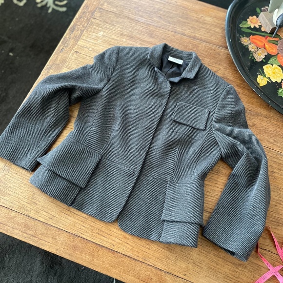 Akris Punto Wool Blazer gray black tweed size 8 - Picture 4 of 14
